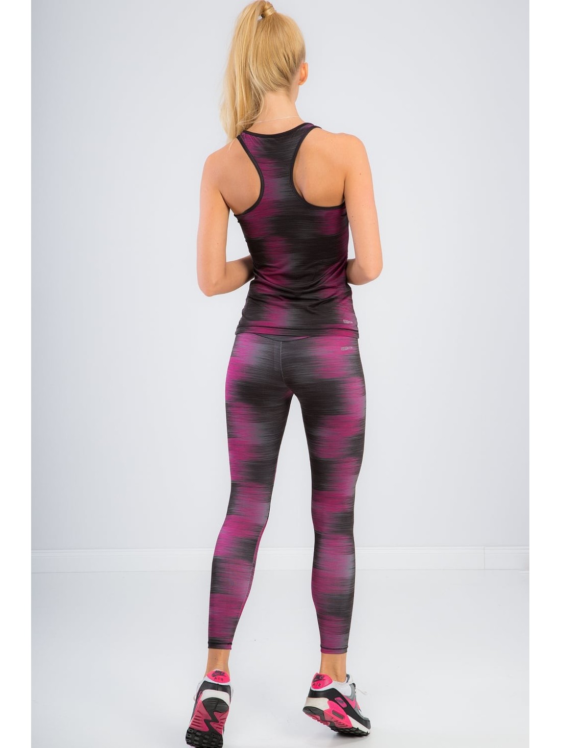 Leggings mit schwarzem und amaranthfarbenem Muster H001 – Online-Shop – Boutique